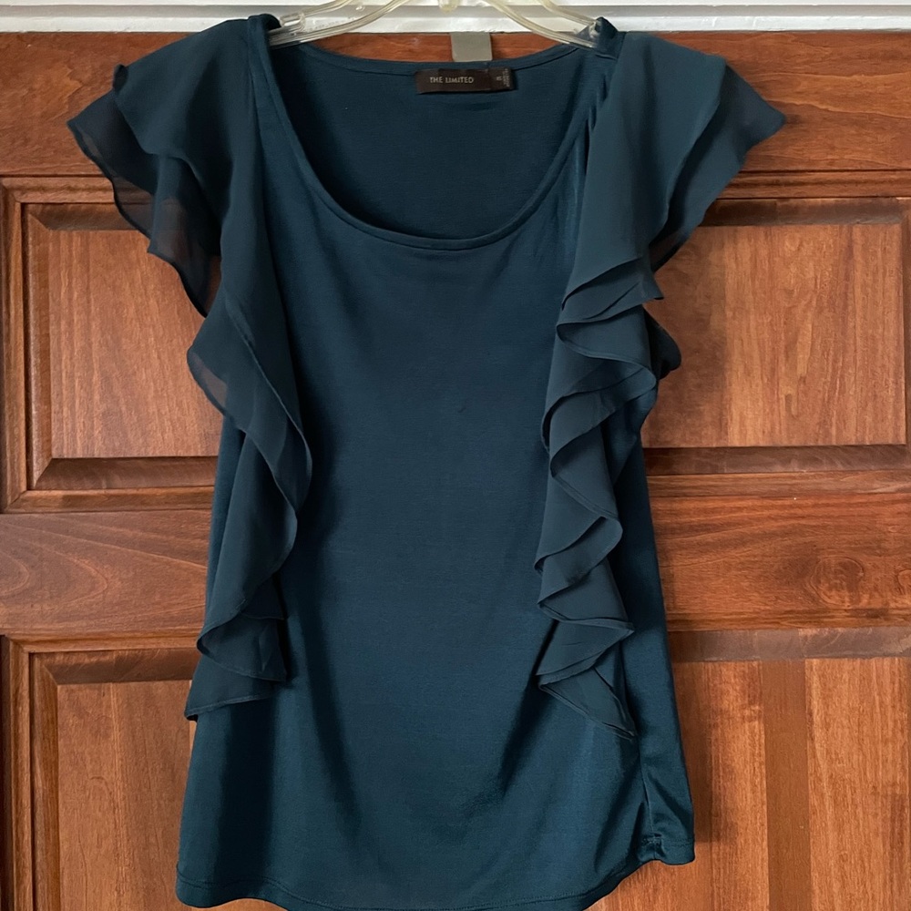Teal Ruffle Sleeve Top